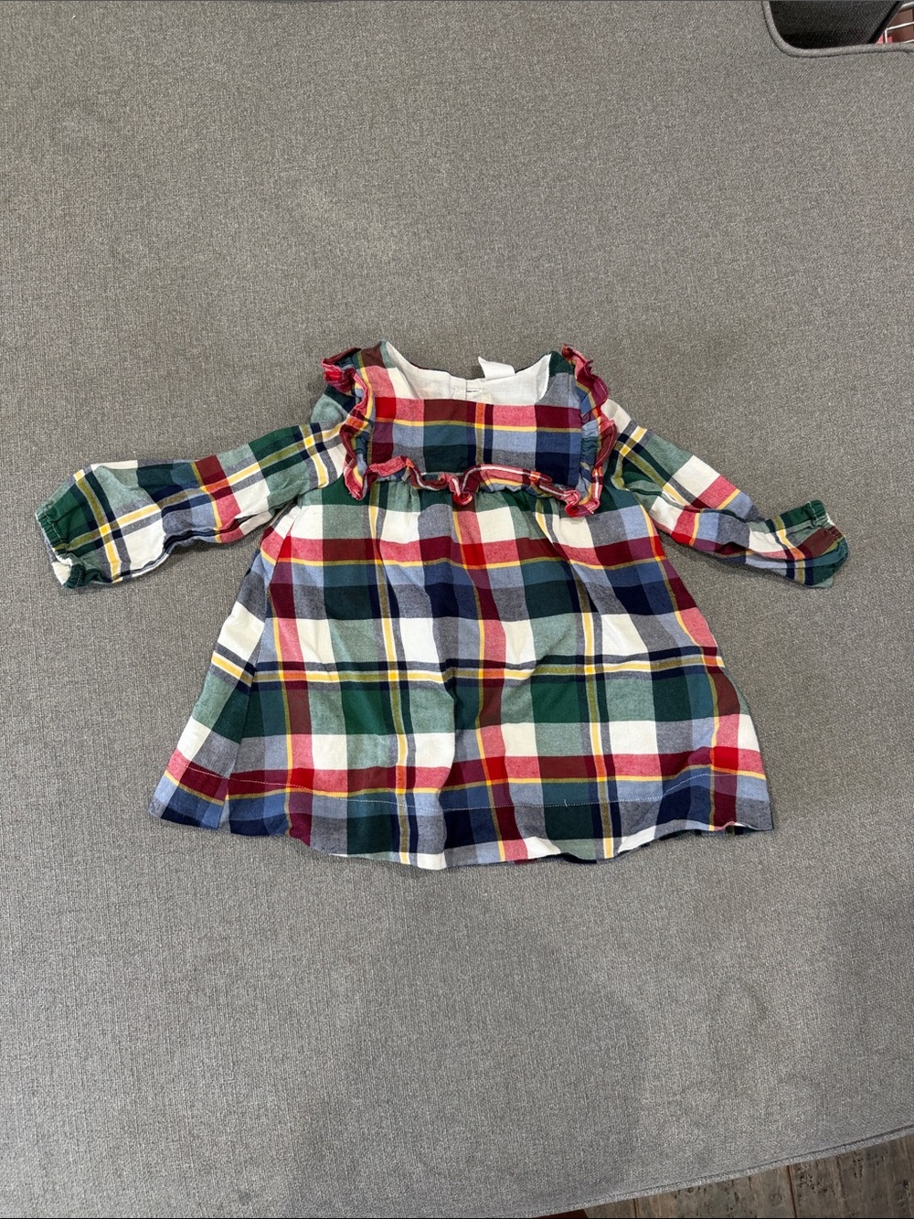 GAP Plaid Ruffle Dress Top — Red, Green & Blue